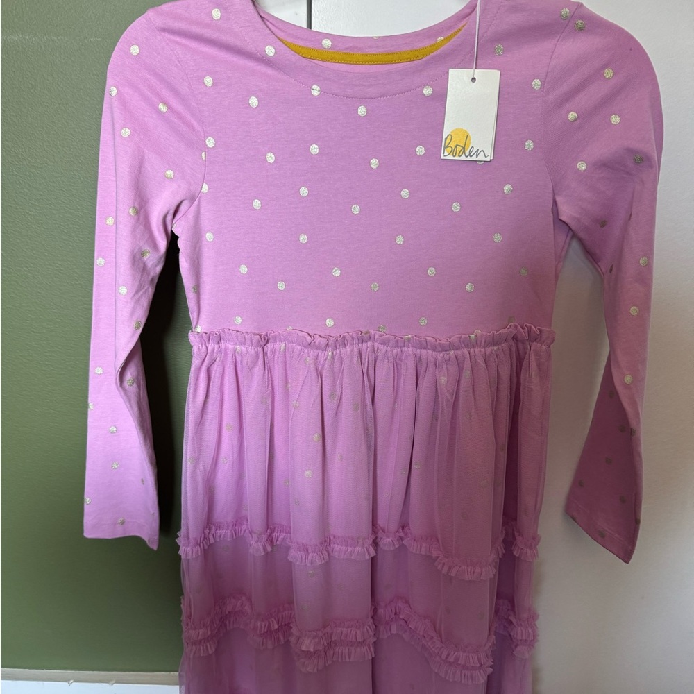 Mini Boden Purple Polka Dot Twirl Dress Size 9-10Y 140CM